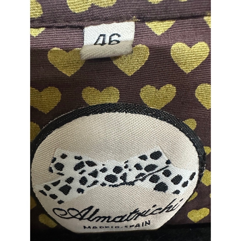 Almatrichi Dress Brown Gold Heart Ruffle Made In Madrid Spain 46 (US 12) - Picture 6 of 6